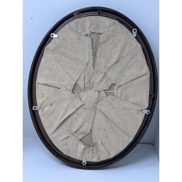 MCM Botanical Embroidery Oval Frame Crewel Floral Wall Art Needlepoint Vtg - Picture 6 of 11